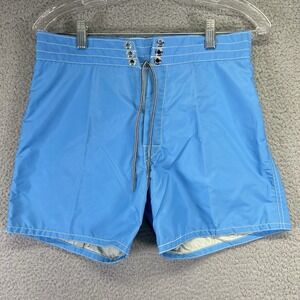 Birdwell Beach Britches Board Shorts Mens 29 Blue Nylon Swim Trunks Surf Retro